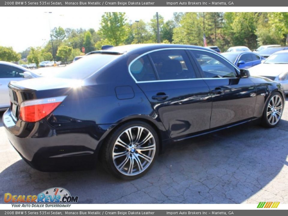 2008 BMW 5 Series 535xi Sedan Monaco Blue Metallic / Cream Beige Dakota Leather Photo #8