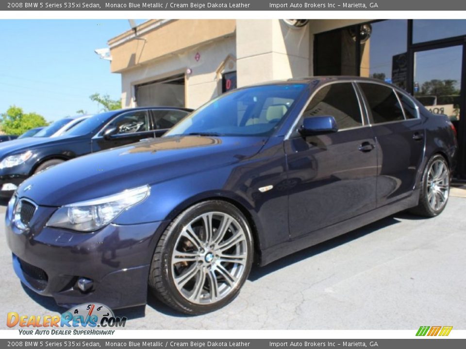 2008 BMW 5 Series 535xi Sedan Monaco Blue Metallic / Cream Beige Dakota Leather Photo #9