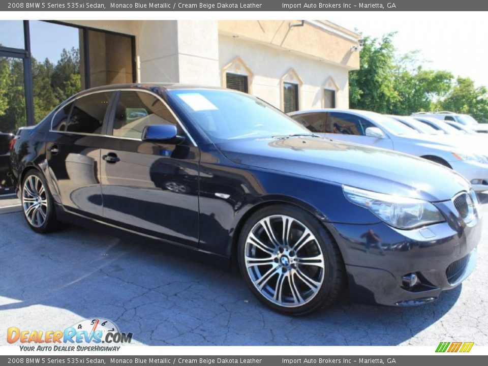 2008 BMW 5 Series 535xi Sedan Monaco Blue Metallic / Cream Beige Dakota Leather Photo #10