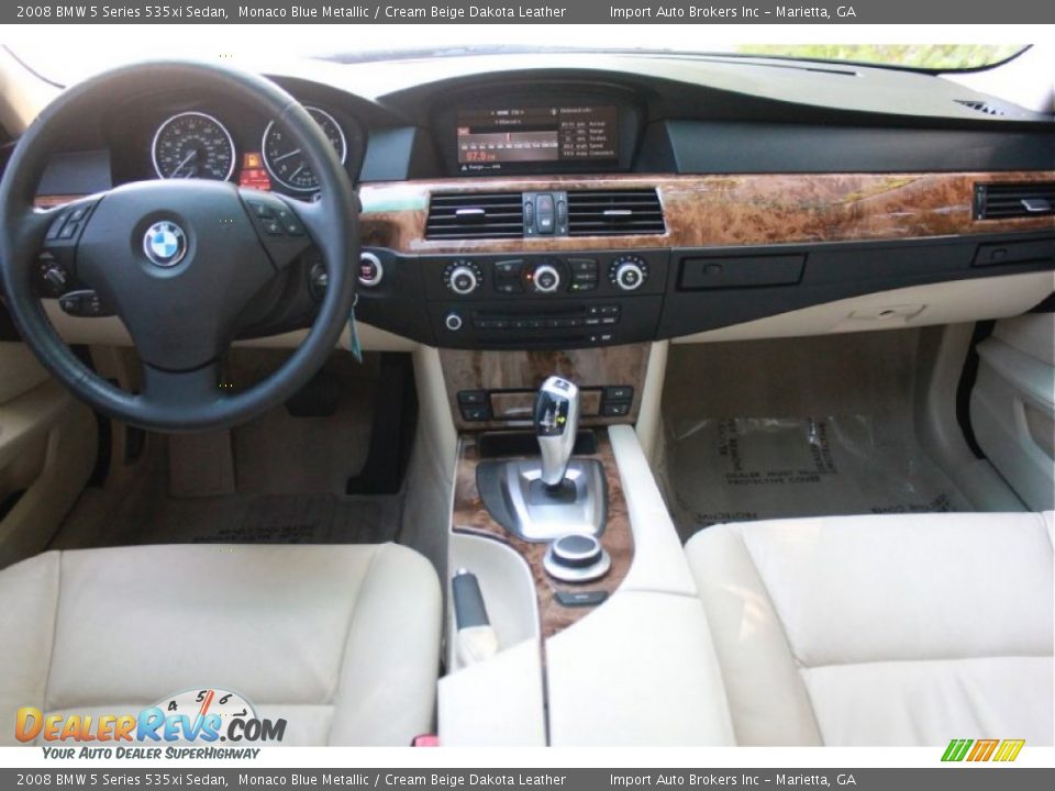 2008 BMW 5 Series 535xi Sedan Monaco Blue Metallic / Cream Beige Dakota Leather Photo #12