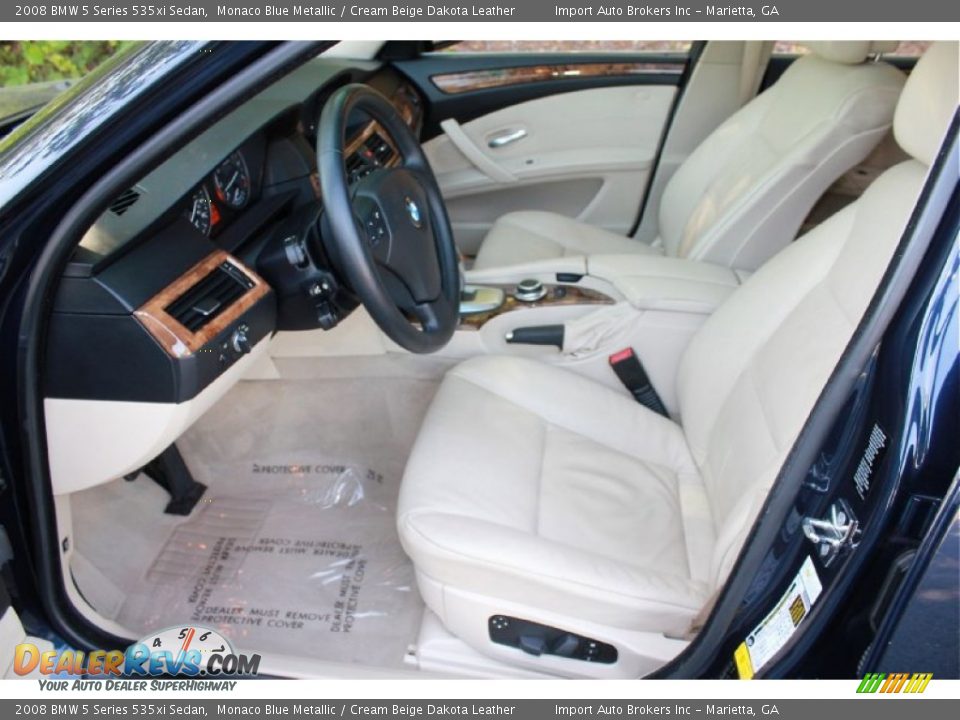 2008 BMW 5 Series 535xi Sedan Monaco Blue Metallic / Cream Beige Dakota Leather Photo #13