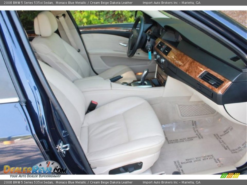 2008 BMW 5 Series 535xi Sedan Monaco Blue Metallic / Cream Beige Dakota Leather Photo #14