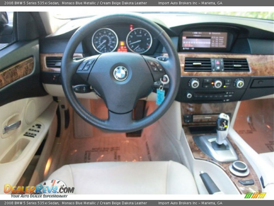 2008 BMW 5 Series 535xi Sedan Monaco Blue Metallic / Cream Beige Dakota Leather Photo #19