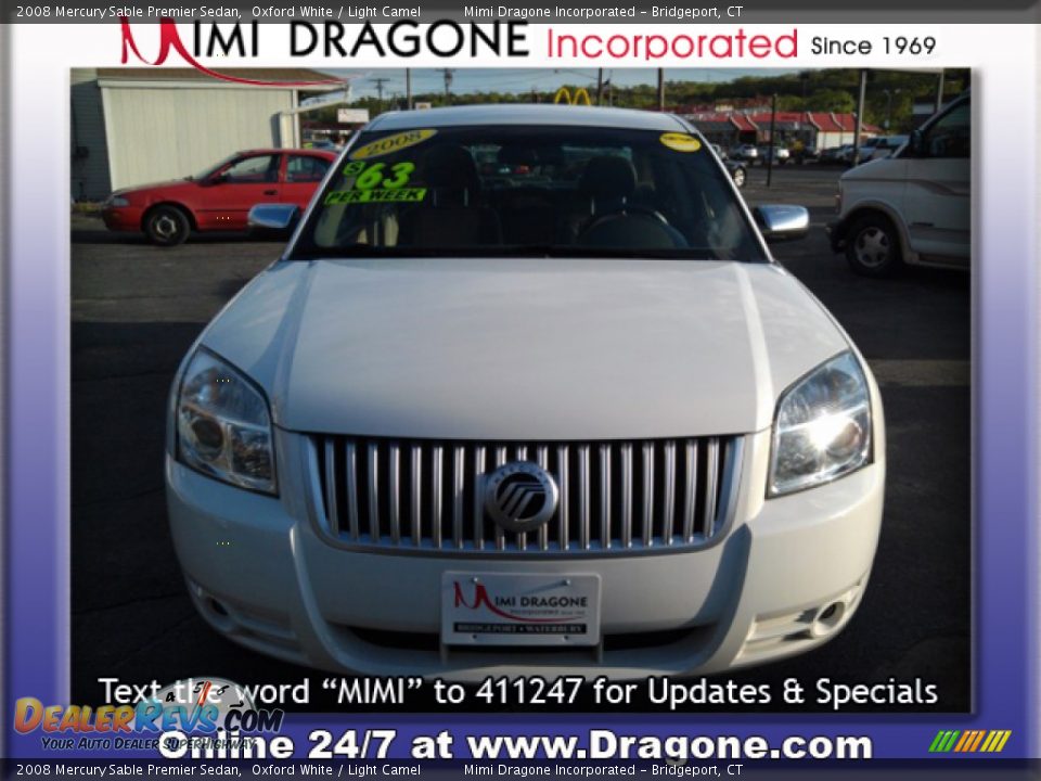 2008 Mercury Sable Premier Sedan Oxford White / Light Camel Photo #2