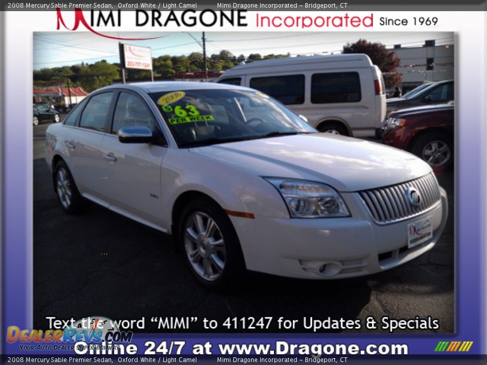 2008 Mercury Sable Premier Sedan Oxford White / Light Camel Photo #4