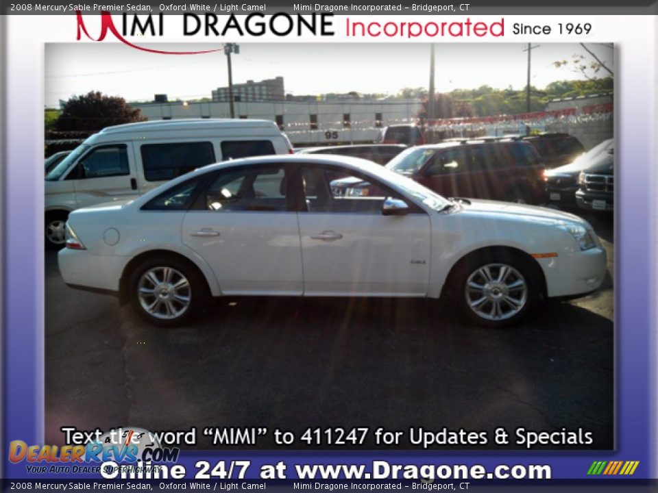 2008 Mercury Sable Premier Sedan Oxford White / Light Camel Photo #5