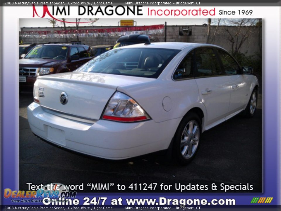 2008 Mercury Sable Premier Sedan Oxford White / Light Camel Photo #6
