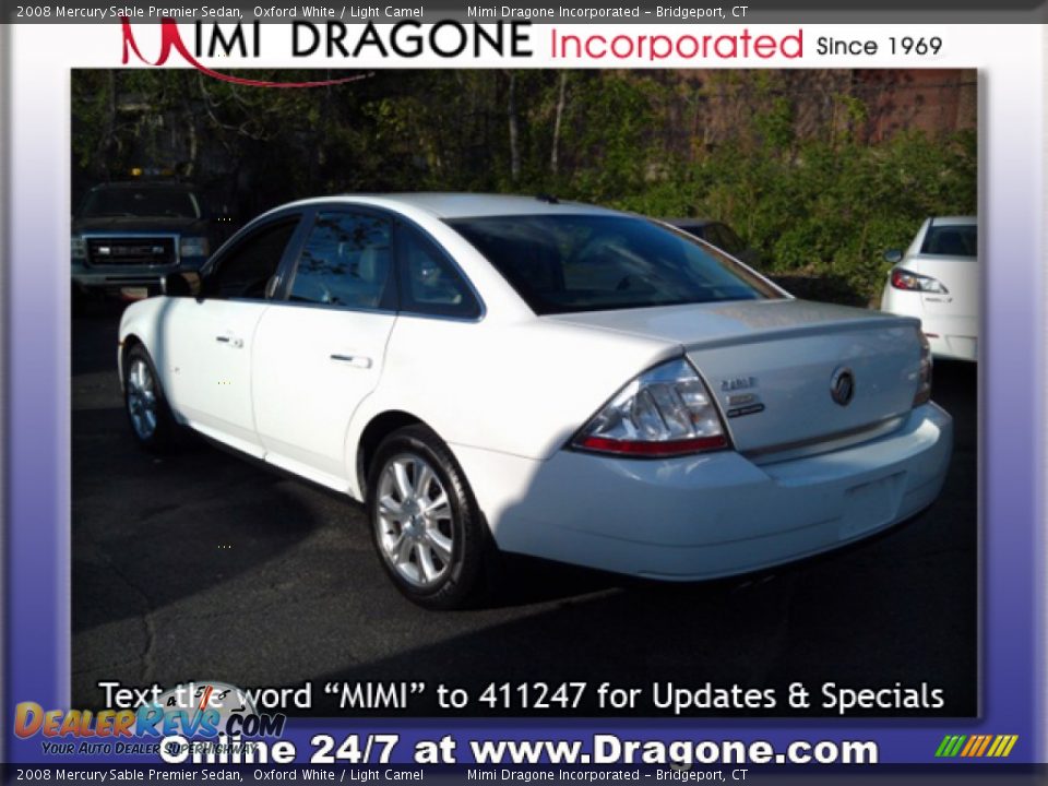 2008 Mercury Sable Premier Sedan Oxford White / Light Camel Photo #8