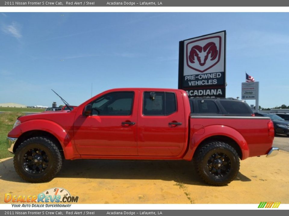 2011 Nissan Frontier S Crew Cab Red Alert / Steel Photo #2