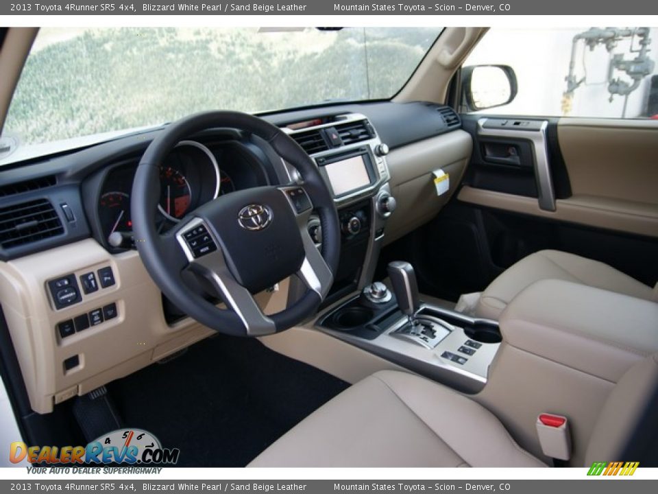 2013 Toyota 4Runner SR5 4x4 Blizzard White Pearl / Sand Beige Leather Photo #5