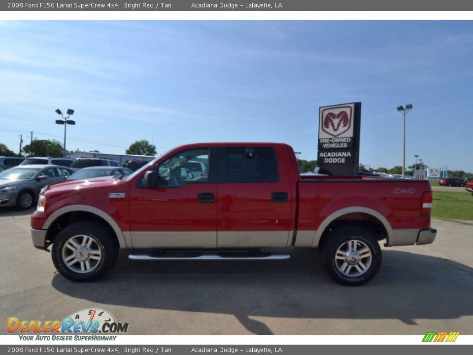 2008 Ford F150 Lariat SuperCrew 4x4 Bright Red / Tan Photo #2