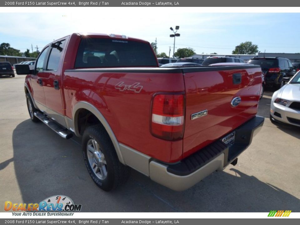 2008 Ford F150 Lariat SuperCrew 4x4 Bright Red / Tan Photo #3