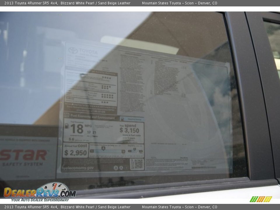 2013 Toyota 4Runner SR5 4x4 Blizzard White Pearl / Sand Beige Leather Photo #10