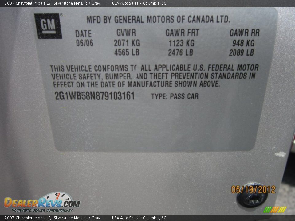 2007 Chevrolet Impala LS Silverstone Metallic / Gray Photo #29