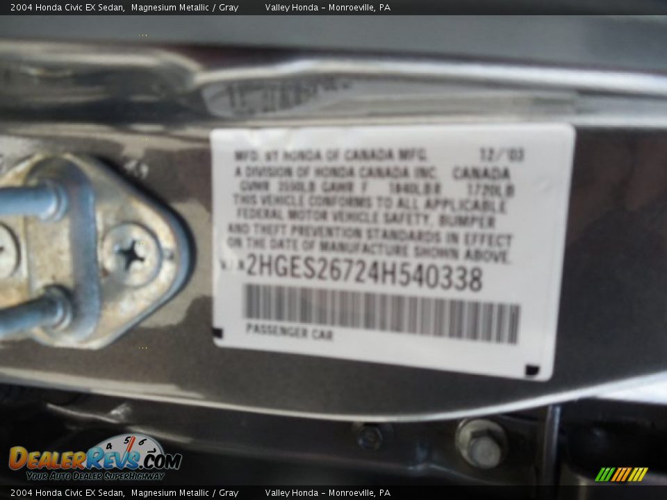 2004 Honda Civic EX Sedan Magnesium Metallic / Gray Photo #14