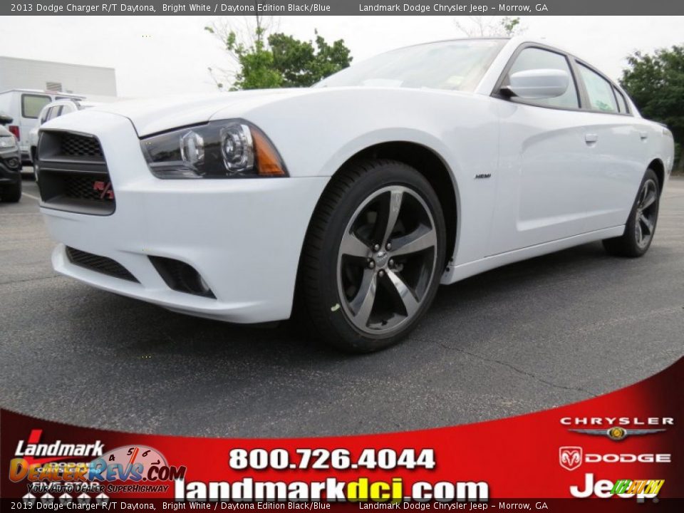 2013 Dodge Charger R/T Daytona Bright White / Daytona Edition Black/Blue Photo #1