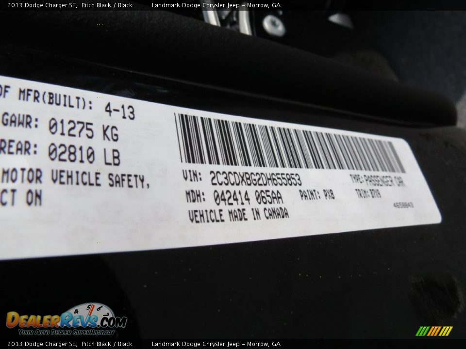 2013 Dodge Charger SE Pitch Black / Black Photo #10