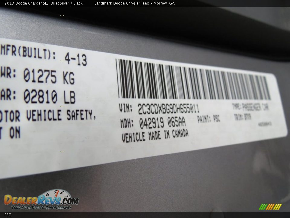 Dodge Color Code PSC Billet Silver