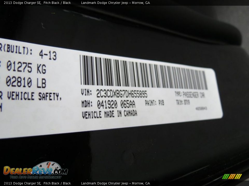 2013 Dodge Charger SE Pitch Black / Black Photo #10
