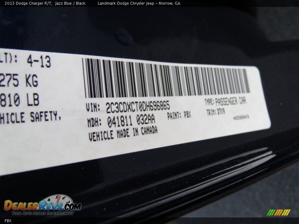 Dodge Color Code PBX Jazz Blue
