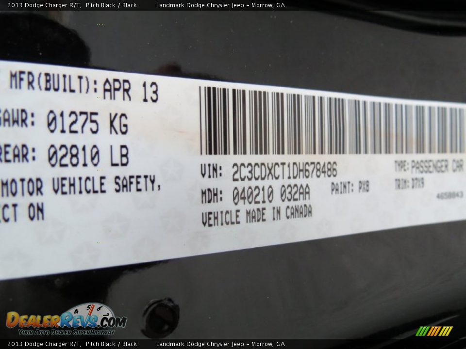 2013 Dodge Charger R/T Pitch Black / Black Photo #12