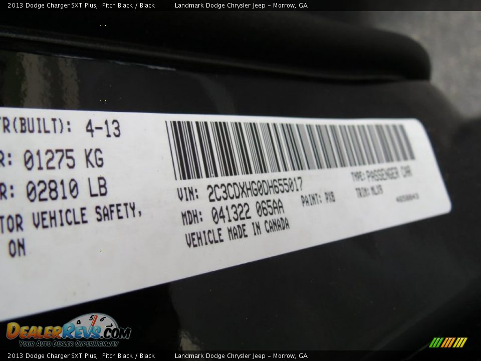 2013 Dodge Charger SXT Plus Pitch Black / Black Photo #11