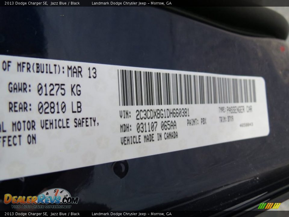 2013 Dodge Charger SE Jazz Blue / Black Photo #10