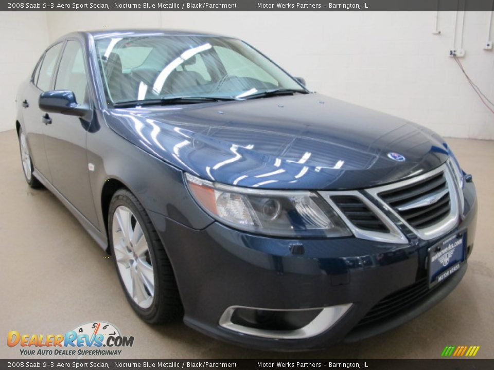 2008 Saab 9-3 Aero Sport Sedan Nocturne Blue Metallic / Black/Parchment Photo #1