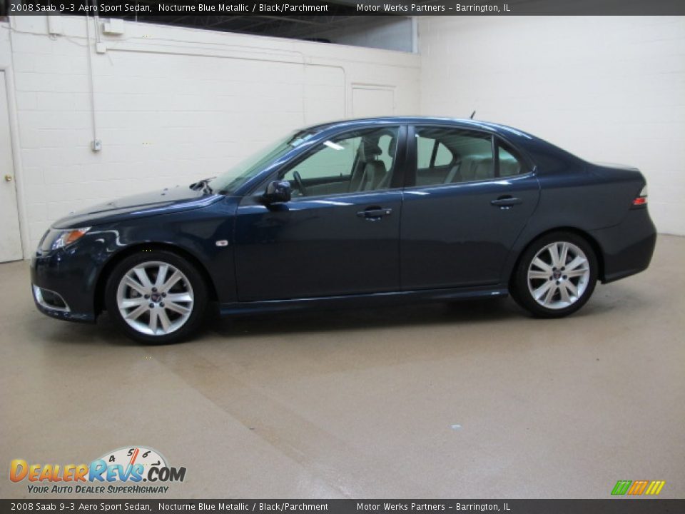 2008 Saab 9-3 Aero Sport Sedan Nocturne Blue Metallic / Black/Parchment Photo #4