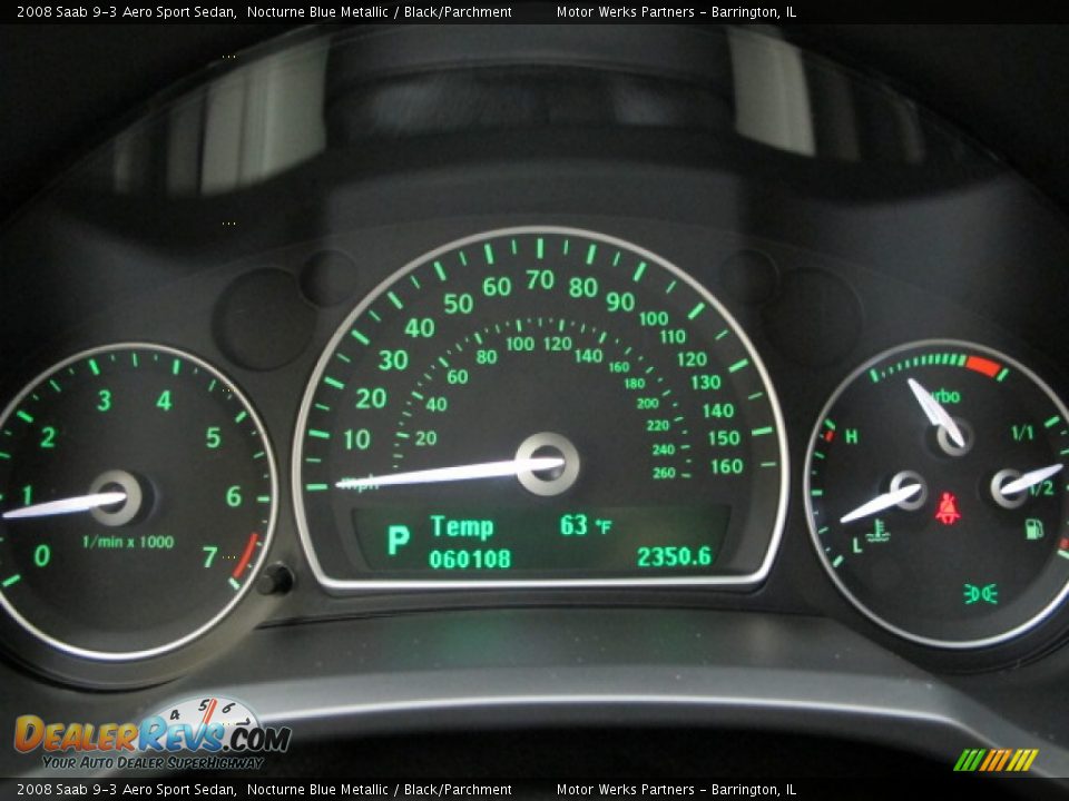 2008 Saab 9-3 Aero Sport Sedan Nocturne Blue Metallic / Black/Parchment Photo #25