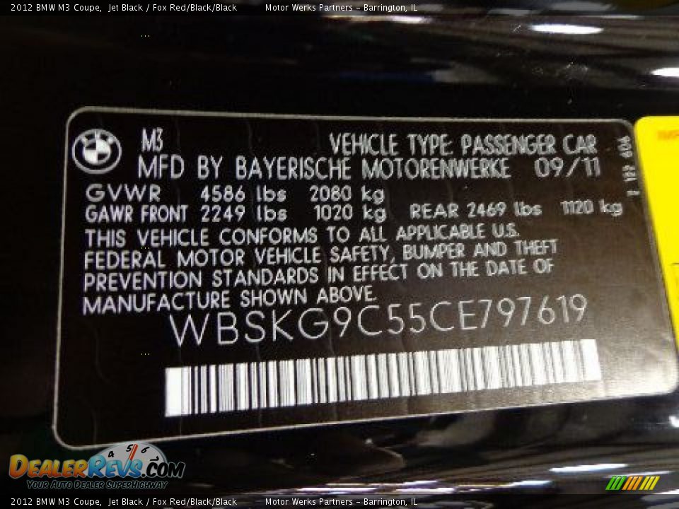 2012 BMW M3 Coupe Jet Black / Fox Red/Black/Black Photo #21