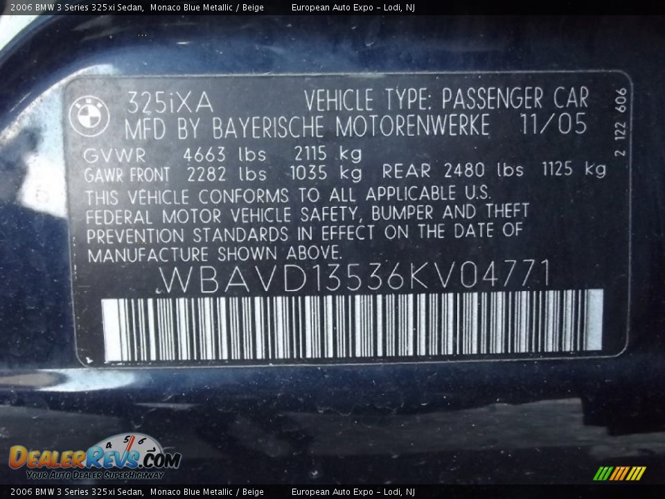 2006 BMW 3 Series 325xi Sedan Monaco Blue Metallic / Beige Photo #34