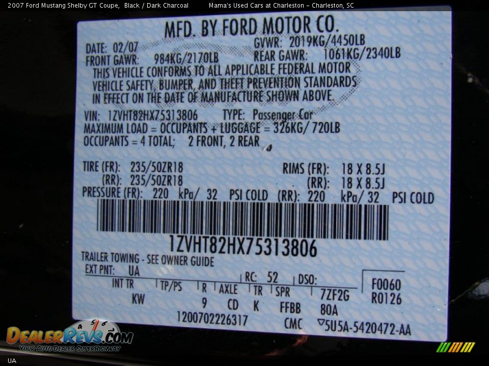 Ford Color Code UA Black
