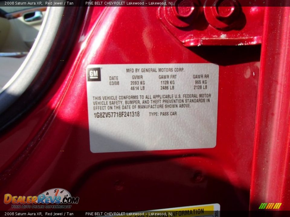 2008 Saturn Aura XR Red Jewel / Tan Photo #10