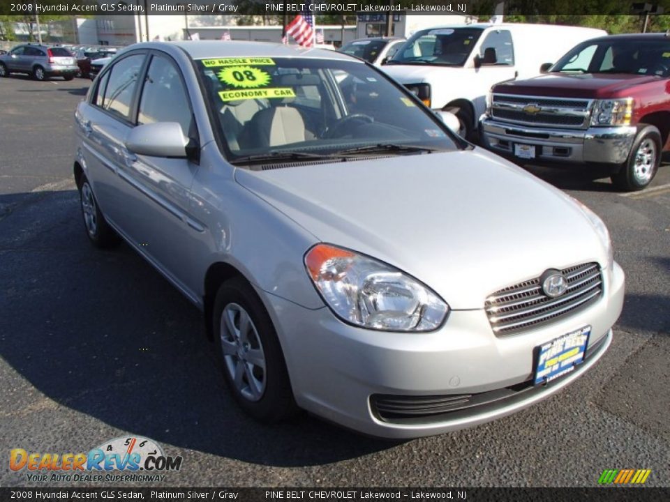 2008 Hyundai Accent GLS Sedan Platinum Silver / Gray Photo #3