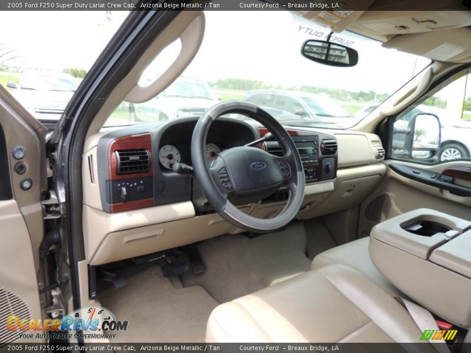 2005 Ford F250 Super Duty Lariat Crew Cab Arizona Beige Metallic / Tan Photo #12