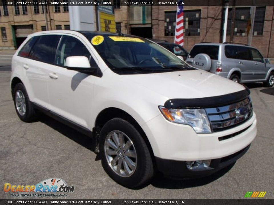 2008 Ford Edge SEL AWD White Sand Tri-Coat Metallic / Camel Photo #2