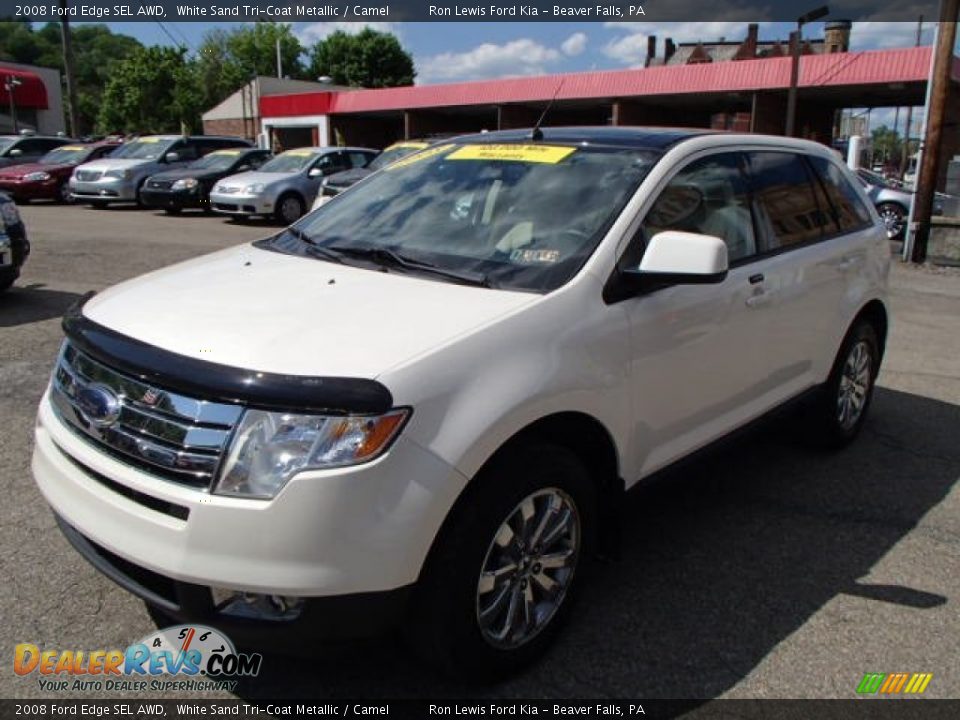 2008 Ford Edge SEL AWD White Sand Tri-Coat Metallic / Camel Photo #4