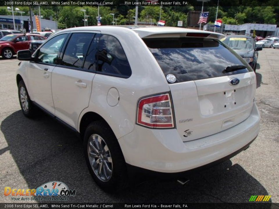 2008 Ford Edge SEL AWD White Sand Tri-Coat Metallic / Camel Photo #6