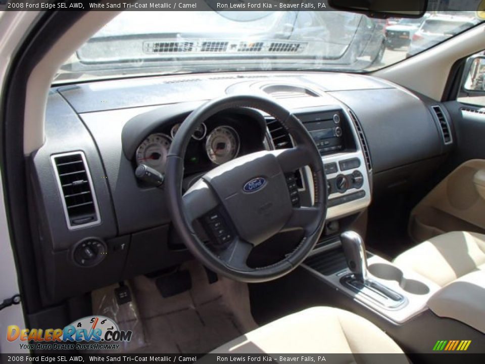 2008 Ford Edge SEL AWD White Sand Tri-Coat Metallic / Camel Photo #10