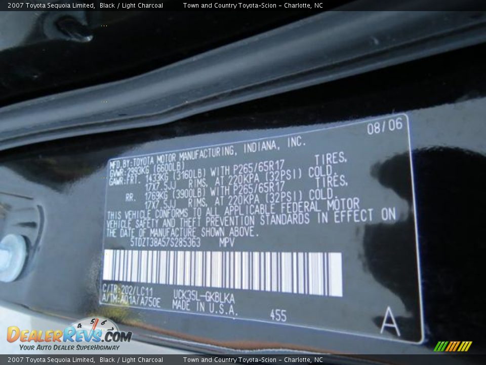 2007 Toyota Sequoia Limited Black / Light Charcoal Photo #14