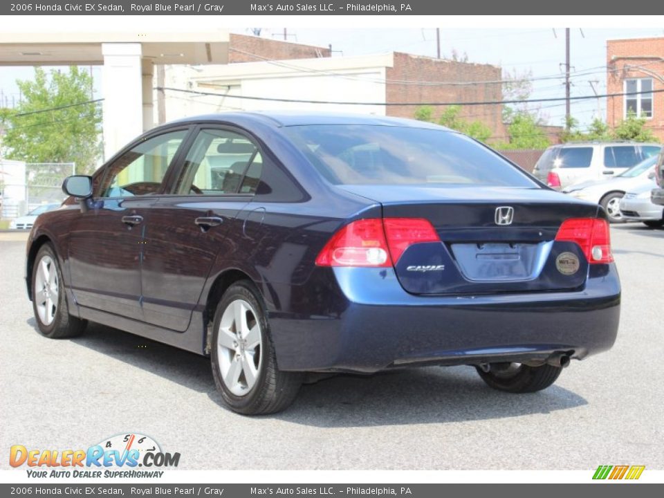 2006 Honda Civic EX Sedan Royal Blue Pearl / Gray Photo #6