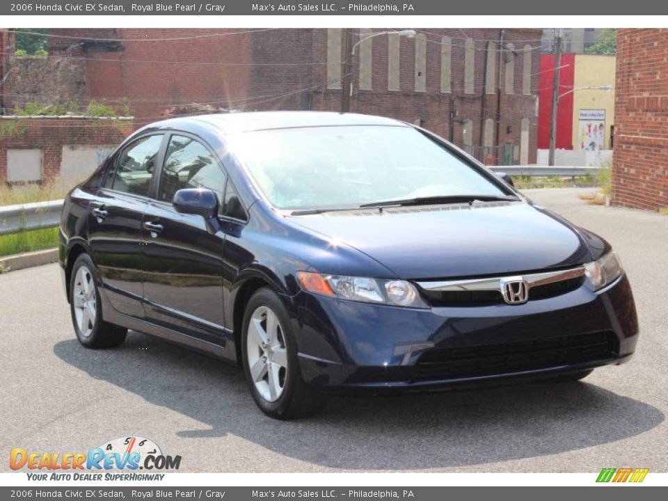 2006 Honda Civic EX Sedan Royal Blue Pearl / Gray Photo #10