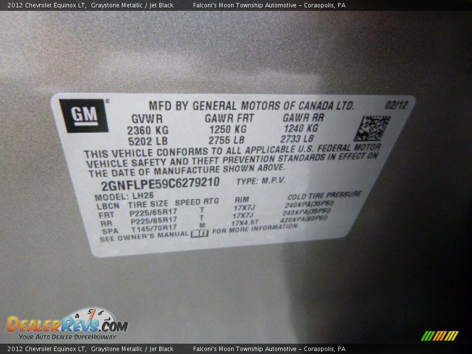 2012 Chevrolet Equinox LT Graystone Metallic / Jet Black Photo #24