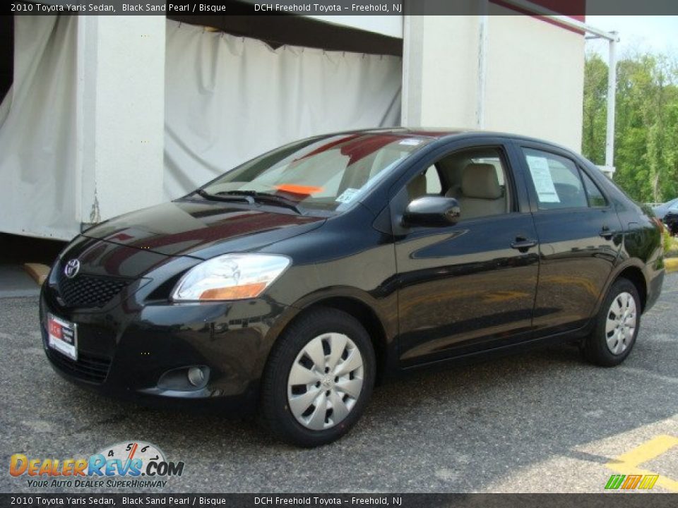 2010 Toyota Yaris Sedan Black Sand Pearl / Bisque Photo #1