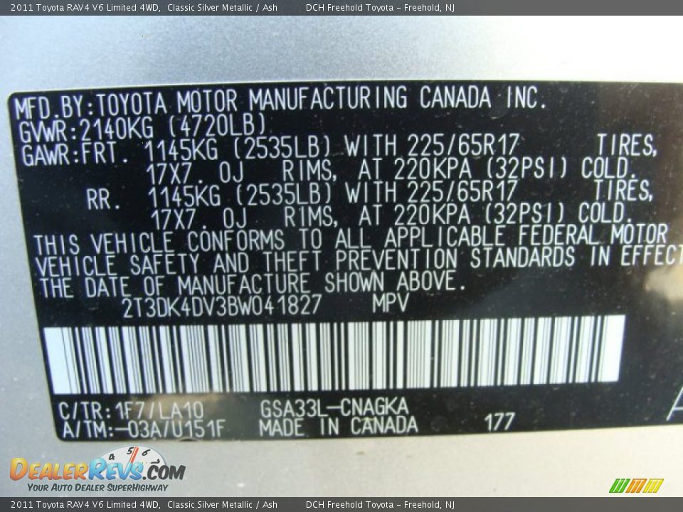 2011 Toyota RAV4 V6 Limited 4WD Classic Silver Metallic / Ash Photo #15