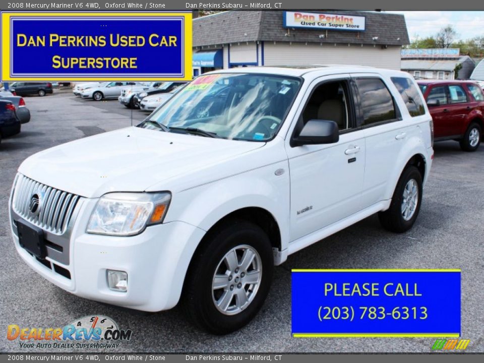 2008 Mercury Mariner V6 4WD Oxford White / Stone Photo #1