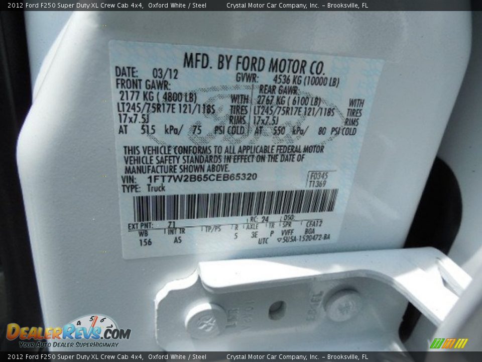 2012 Ford F250 Super Duty XL Crew Cab 4x4 Oxford White / Steel Photo #23