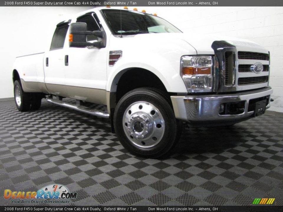 2008 Ford F450 Super Duty Lariat Crew Cab 4x4 Dually Oxford White / Tan Photo #1