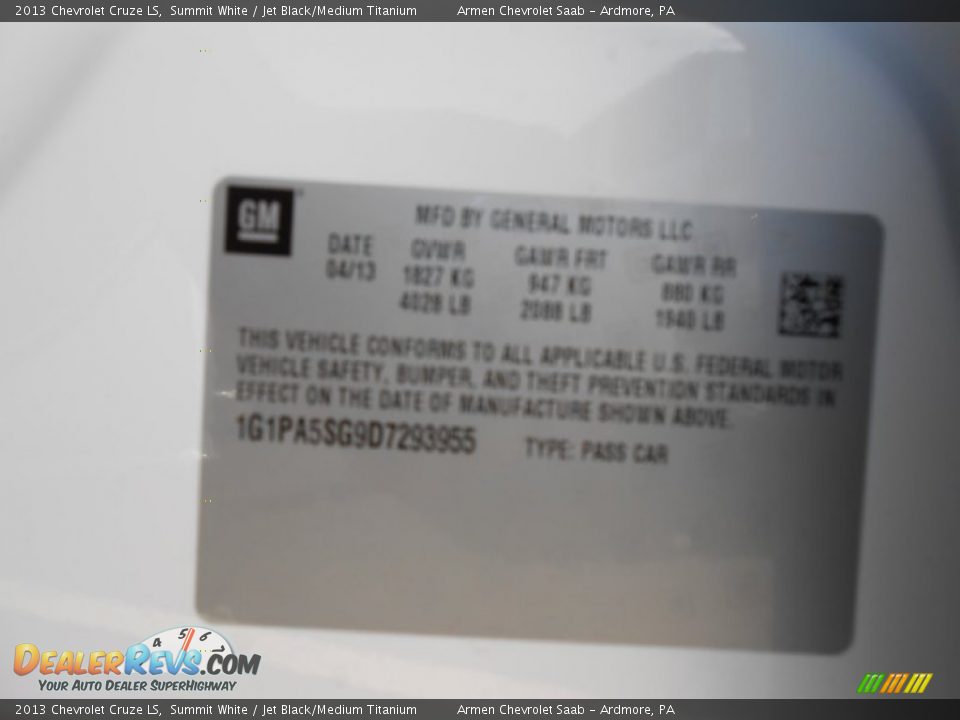 2013 Chevrolet Cruze LS Summit White / Jet Black/Medium Titanium Photo #15